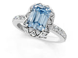 White gold Fancy Blue Emerald  Diamond Solitaire Ring with Shared Prong Pavé Band_67