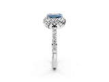 White gold Fancy Blue Emerald  Diamond Solitaire Ring with Shared Prong Pavé Band_68