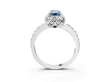 White gold Fancy Blue Emerald  Diamond Solitaire Ring with Shared Prong Pavé Band_69