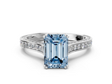 White gold Fancy Blue Emerald  Diamond Solitaire with Pave Band and Six-Prong Setting_20