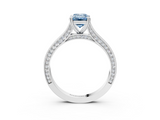 White gold Fancy Blue Emerald  Diamond Solitaire with Pave Band and Six-Prong Setting_23