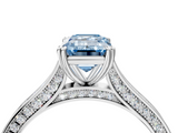 White gold Fancy Blue Emerald  Diamond Solitaire with Pave Band and Six-Prong Setting_24