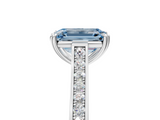 White gold Fancy Blue Emerald  Diamond Solitaire with Pave Band and Six-Prong Setting_25