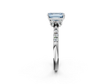 White gold Fancy Blue Emerald  Diamond Three-Stone Pave Band with Four-Prong Setting_22