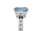 White gold Fancy Blue Emerald  Diamond Three-Stone Pave Band with Four-Prong Setting_25