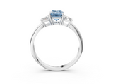 White gold Fancy Blue Emerald  Diamond Three-Stone Ring with Trapezoid Side Stones and Prong Setting_20