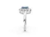 White gold Fancy Blue Emerald  Halo Cluster Diamond Engagement Ring with Prong Setting and Polished Band_89