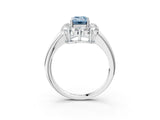 White gold Fancy Blue Emerald  Halo Cluster Diamond Engagement Ring with Prong Setting and Polished Band_90