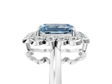 White gold Fancy Blue Emerald  Halo Cluster Diamond Engagement Ring with Solitaire Band and Prong Setting_52