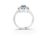 White gold Fancy Blue Emerald  Halo Cluster Diamond Engagement Ring with Solitaire Band and Prong Setting_54