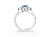 White gold Fancy Blue Emerald  Halo Diamond Cluster Engagement Ring with Milgrain Bezel Setting and Solitaire Band_30