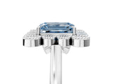 White gold Fancy Blue Emerald  Halo Diamond Cluster Engagement Ring with Milgrain Bezel Setting and Solitaire Band_32