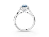 White gold Fancy Blue Emerald  Halo Diamond Engagement Ring with Filigree Band and Four-Prong Setting_108