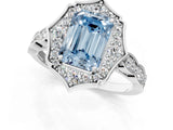 White gold Fancy Blue Emerald  Halo Diamond Engagement Ring with Milgrain Band and Four-Prong Setting_50