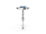 White gold Fancy Blue Emerald  Halo Diamond Engagement Ring with Milgrain Band and Four-Prong Setting_51