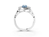 White gold Fancy Blue Emerald  Halo Diamond Engagement Ring with Milgrain Band and Four-Prong Setting_52