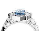 White gold Fancy Blue Emerald  Halo Diamond Engagement Ring with Milgrain Band and Four-Prong Setting_53