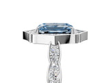 White gold Fancy Blue Emerald  Halo Diamond Engagement Ring with Milgrain Band and Four-Prong Setting_54