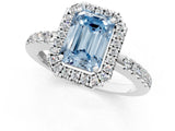 White gold Fancy Blue Emerald  Halo Diamond Engagement Ring with Pavé Band and Four-Prong Setting_82