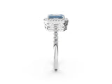 White gold Fancy Blue Emerald  Halo Diamond Engagement Ring with Pavé Band and Four-Prong Setting_83