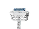 White gold Fancy Blue Emerald  Halo Diamond Engagement Ring with Pavé Band and Four-Prong Setting_86