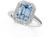 White gold Fancy Blue Emerald  Halo Diamond Engagement Ring with Solitaire Band and Four-Prong Setting_21