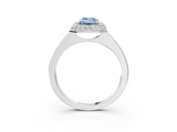 White gold Fancy Blue Emerald  Halo Diamond Engagement Ring with Solitaire Band and Four-Prong Setting_23