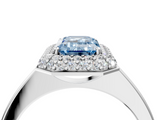White gold Fancy Blue Emerald  Halo Diamond Engagement Ring with Solitaire Band and Four-Prong Setting_24