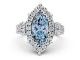 White gold Fancy Blue Emerald  Halo Diamond Engagement Ring with Split Shank and Four-Prong Setting_12