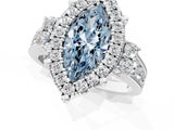 White gold Fancy Blue Emerald  Halo Diamond Engagement Ring with Split Shank and Four-Prong Setting_56