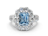 White gold Fancy Blue Emerald  Halo Diamond Engagement Ring with Split Shank and Prong Setting_65