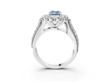 White gold Fancy Blue Emerald  Halo Diamond Engagement Ring with Split Shank and Prong Setting_69