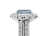 White gold Fancy Blue Emerald  Halo Diamond Engagement Ring with Split Shank and Prong Setting_71