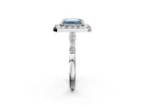 White gold Fancy Blue Emerald  Halo Diamond Engagement Ring with Twisted Band and Four-Prong Setting 2