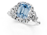 White gold Fancy Blue Emerald  Halo Diamond Engagement Ring with Vintage-Inspired Band and Four-Prong Setting_4