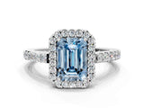 White gold Fancy Blue Emerald  Halo Diamond Pavé Solitaire Ring_45