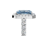White gold Fancy Blue Emerald  Halo Diamond Pavé Solitaire Ring_50