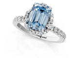 White gold Fancy Blue Emerald  Halo Diamond Pave Band Ring with Four-Prong Setting_16