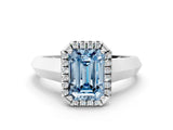 White gold Fancy Blue Emerald  Halo Diamond Ring with Cathedral Band and Four-Prong Setting_49