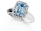 White gold Fancy Blue Emerald  Halo Diamond Ring with Cathedral Band and Four-Prong Setting_50