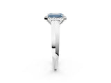 White gold Fancy Blue Emerald  Halo Diamond Ring with Cathedral Band and Four-Prong Setting_51
