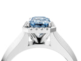 White gold Fancy Blue Emerald  Halo Diamond Ring with Cathedral Band and Four-Prong Setting_53