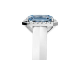 White gold Fancy Blue Emerald  Halo Diamond Ring with Cathedral Band and Four-Prong Setting_54