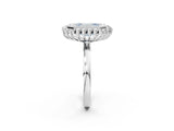 White gold Fancy Blue Emerald  Halo Diamond Ring with Milgrain Edge and Round Prong Setting_40