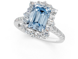 White gold Fancy Blue Emerald  Halo Diamond Ring with Pavé Band and Prong Setting_21