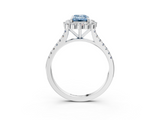 White gold Fancy Blue Emerald  Halo Diamond Ring with Pavé Band and Prong Setting_23