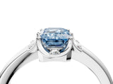 White gold Fancy Blue Emerald  Halo Diamond Ring with Round Cluster Setting, Solitaire Band, and Four-Prong Setting_74