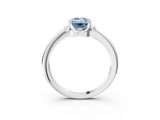 White gold Fancy Blue Emerald  Halo Diamond Ring with Round Cluster Setting, Solitaire Band, and Four-Prong Setting_75