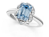 White gold Fancy Blue Emerald  Halo Diamond Ring with Round Cluster Setting, Solitaire Band, and Four-Prong Setting_85