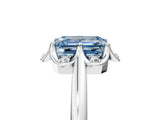 White gold Fancy Blue Emerald  Halo Diamond Ring with Round Cluster Setting, Solitaire Band, and Four-Prong Setting_89